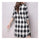 Plus Size Checks Plate Button Cotton&Flax Dress   black white   M - Mega Save Wholesale & Retail - 3