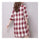 Plus Size Checks Plate Button Cotton&Flax Dress   red white   M - Mega Save Wholesale & Retail - 3