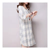 Plus Size Checks Plate Button Cotton&Flax Dress   grey white   M - Mega Save Wholesale & Retail - 2