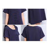 Plate Button Plus Size Loose Cotton&Flax Dress   navy   M - Mega Save Wholesale & Retail - 5