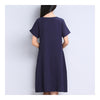 Plate Button Plus Size Loose Cotton&Flax Dress   navy   M - Mega Save Wholesale & Retail - 3