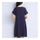 Plate Button Plus Size Loose Cotton&Flax Dress   navy   M - Mega Save Wholesale & Retail - 3