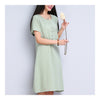 Plate Button Plus Size Loose Cotton&Flax Dress   light green   M - Mega Save Wholesale & Retail - 2