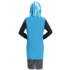 Muslim Checks Splicing Long Sleeve Short Dress   lake blue - Mega Save Wholesale & Retail - 3