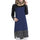 Muslim Checks Splicing Long Sleeve Short Dress   navy - Mega Save Wholesale & Retail - 1