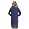 Muslim Checks Splicing Long Sleeve Short Dress   navy - Mega Save Wholesale & Retail - 3