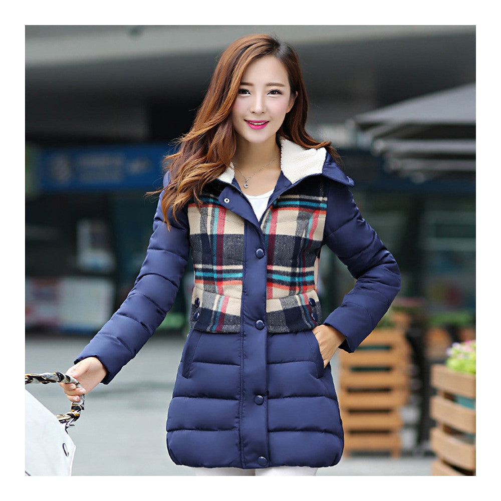 Cotton Coat Down Coat Middle Long Loose   navy   M - Mega Save Wholesale & Retail - 1