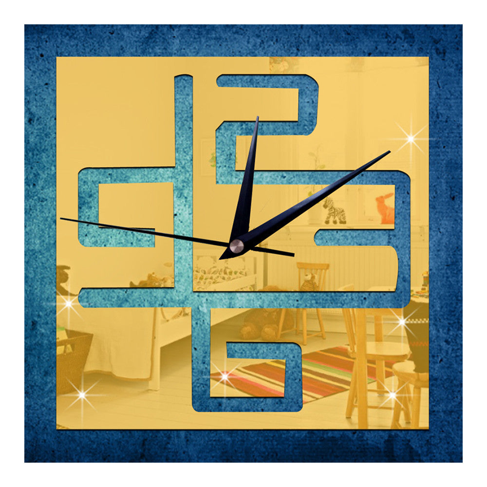 Living Room Wall Clock Decoration Digit Mirror Sticking   golden - Mega Save Wholesale & Retail