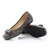 Square Snakeskin Pattern Checks Thin Shoes Bowknot Flat   grey  35 - Mega Save Wholesale & Retail