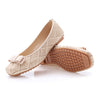 Square Snakeskin Pattern Checks Thin Shoes Bowknot Flat   apricot - Mega Save Wholesale & Retail