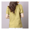 Loose Plus Size Cotton&Flax Casual Top T-shirt   yellow green  M - Mega Save Wholesale & Retail - 3