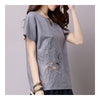 Loose Plus Size Cotton&Flax Casual Top T-shirt   grey   M - Mega Save Wholesale & Retail - 3