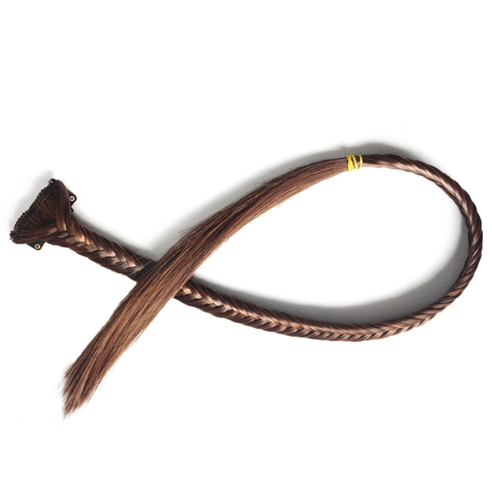 Fish Bone Braid Small Braid Wig Hair Extension    light brown
