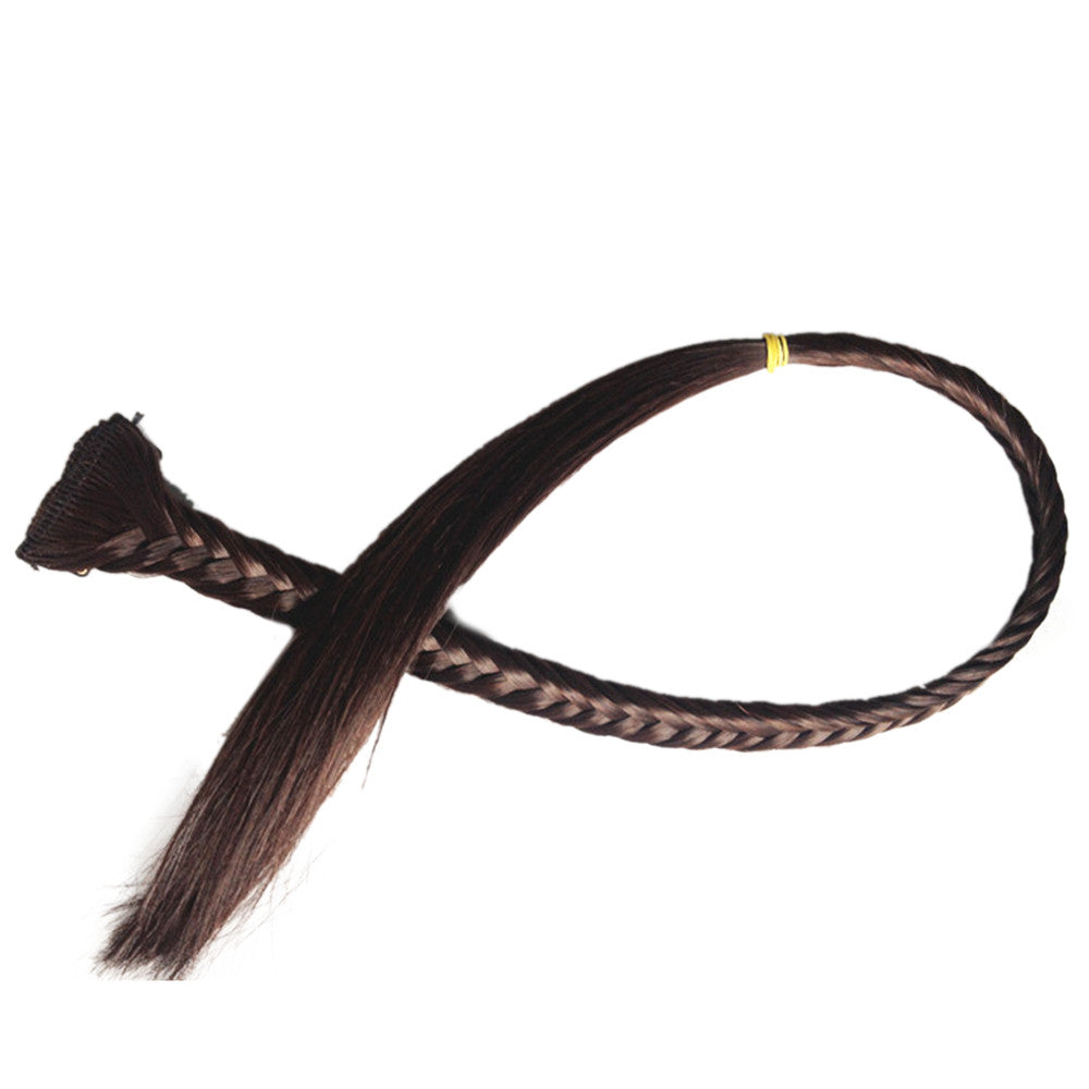 Fish Bone Braid Small Braid Wig Hair Extension    dark brown
