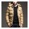 Man Middle Long Cotton Coat Hoodied Warm  khaki  M - Mega Save Wholesale & Retail - 2