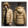 Man Middle Long Cotton Coat Hoodied Warm  khaki  M - Mega Save Wholesale & Retail - 3