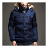 Man Middle Long Cotton Coat Hoodied Warm    blue  M - Mega Save Wholesale & Retail - 1