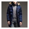 Man Middle Long Cotton Coat Hoodied Warm    blue  M - Mega Save Wholesale & Retail - 2