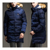 Man Middle Long Cotton Coat Hoodied Warm    blue  M - Mega Save Wholesale & Retail - 3