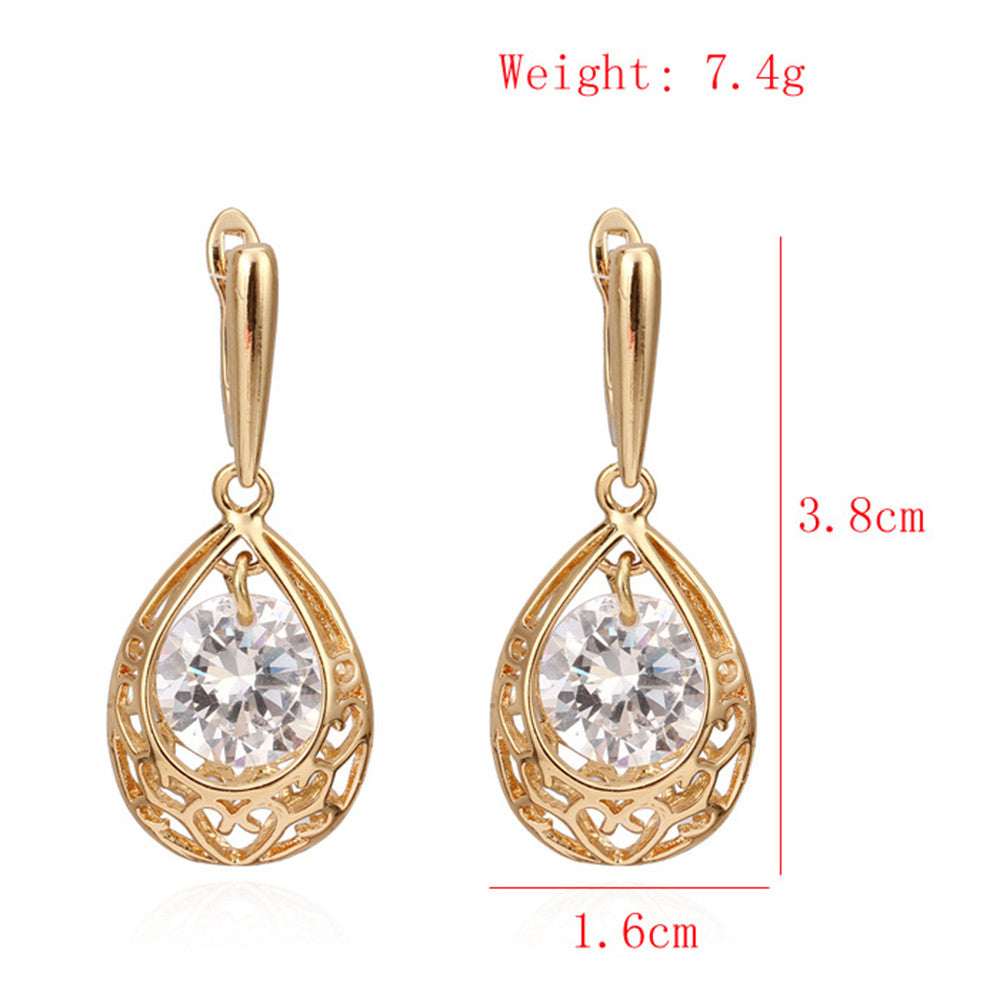 18K Gold Platinum Galvainzation Zircon Earrings   platinum plated green zircon - Mega Save Wholesale & Retail - 3