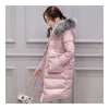 Winter Woman Down Coat Slim Middle Long Thick Fox Fur    pink   M - Mega Save Wholesale & Retail - 1