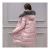 Winter Woman Down Coat Slim Middle Long Thick Fox Fur    pink   M - Mega Save Wholesale & Retail - 2
