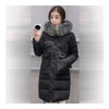 Winter Woman Down Coat Slim Middle Long Thick Fox Fur   black    M - Mega Save Wholesale & Retail - 1