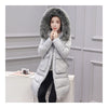 Winter Woman Down Coat Slim Middle Long Thick Fox Fur   grey   M - Mega Save Wholesale & Retail - 1