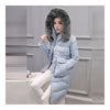 Winter Woman Down Coat Slim Middle Long Thick Fox Fur   blue   M - Mega Save Wholesale & Retail - 1