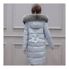 Winter Woman Down Coat Slim Middle Long Thick Fox Fur   blue   M - Mega Save Wholesale & Retail - 3