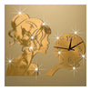 Wall Clock Creative Living Room Mirror Girl Sticking   golden - Mega Save Wholesale & Retail