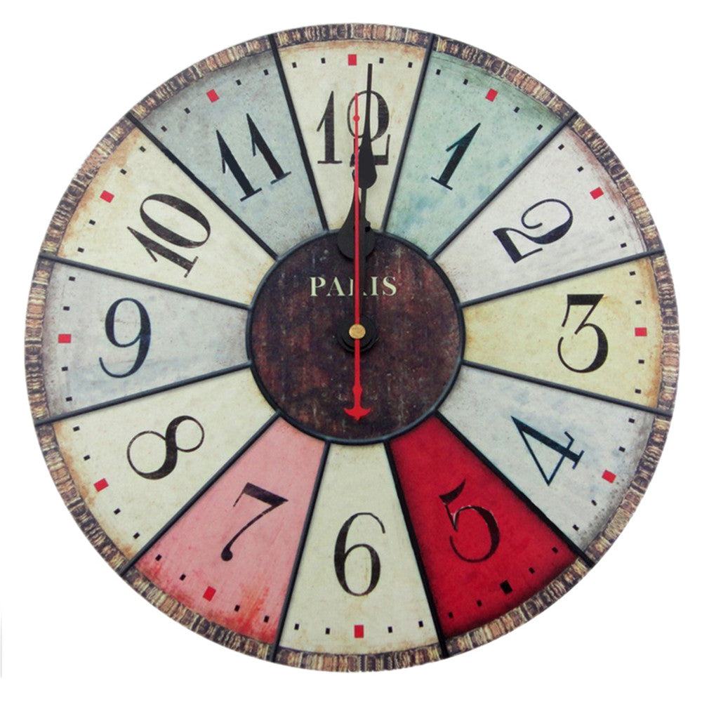 Hang Wall Clock Wooden Sildent Quartz  H - Mega Save Wholesale & Retail