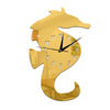 Silent Wall Clock Kid Room Sea Horse Mirror   golden - Mega Save Wholesale & Retail