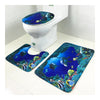 Toilet Seat Carpet 3pcs Set Coral Fleece Ground Mat blue dolphin - Mega Save Wholesale & Retail - 1