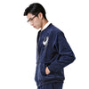 Man Cardigan Embroidery Coat Jacket Suit   dark blue  M - Mega Save Wholesale & Retail - 2
