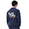Man Cardigan Embroidery Coat Jacket Suit   dark blue  M - Mega Save Wholesale & Retail - 3