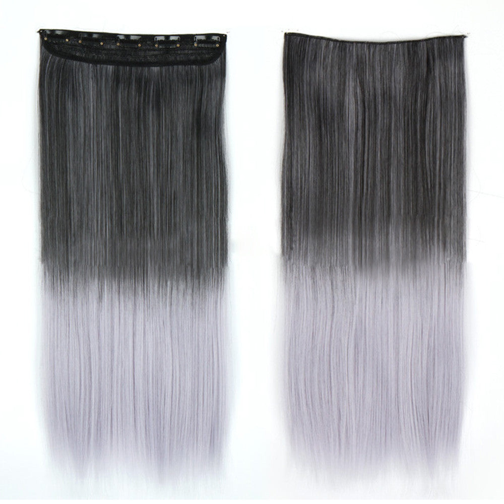 Wholesale color wig hair extension piece a five-card straight hair gradient hair piece long straight hair piece hair extension   BLACK GRADIENT LIGHT GRAY GRANDMOTHER - Mega Save Wholesale & Retail - 1