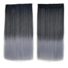 Granny Grey Hair Extension Invisible Five Cards    black  to light granny grey straight
