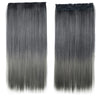 Granny Grey Hair Extension Invisible Five Cards    black  to dark granny grey straight