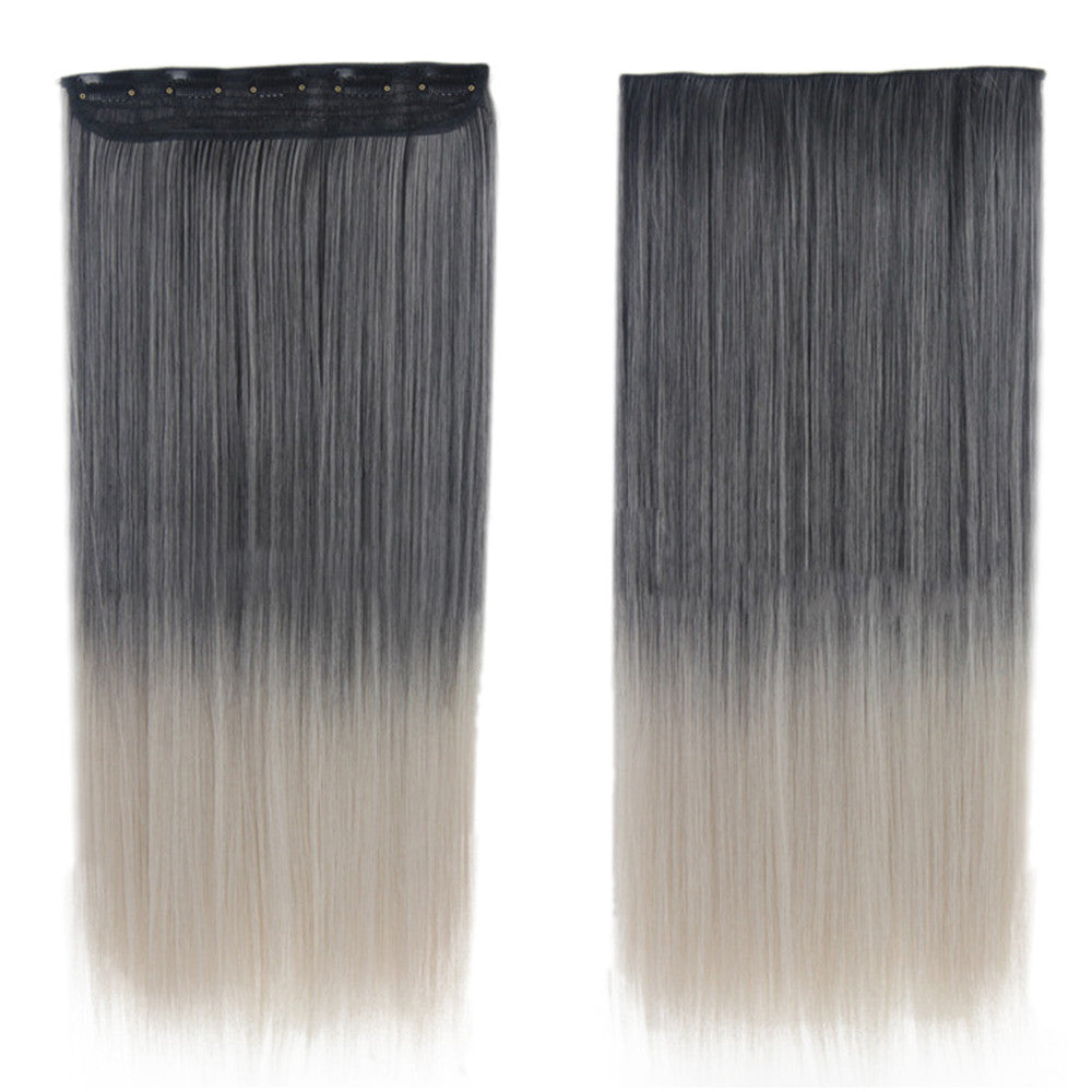 Wholesale color wig hair extension piece a five-card straight hair gradient hair piece long straight hair piece hair extension   YA BLACK GRADIENT GRAY GRANDMOTHER - Mega Save Wholesale & Retail - 1