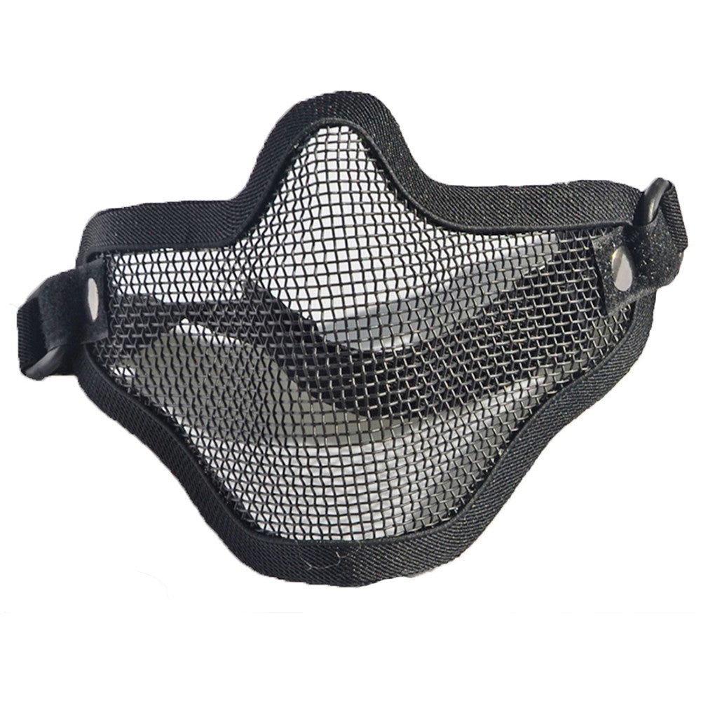 army fan outdoor protection untensil half-face wire protector field operation protection mask sports mask   full black - Mega Save Wholesale & Retail - 1