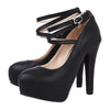 Buckle Sexy Night Club Women Thin Shoes PU Fashionable  black - Mega Save Wholesale & Retail
