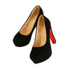 Super High Heel Platform Round Low-cut Fluff Women Thin Shoes Plus Size   black - Mega Save Wholesale & Retail