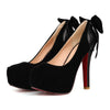 Plus Size High Heel Women Thin Shoes Night Club Bowknot   black - Mega Save Wholesale & Retail