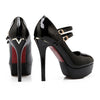 Patent Leather PU Super High Heel Round Double Buckle Plus Size Shoes  black - Mega Save Wholesale & Retail
