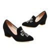 Middle Heel Thin Shoes Fluff Pointed Low Uppers Casual  black - Mega Save Wholesale & Retail