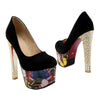 Sexy Super High Heel Plus Size Round Low-cut Dull Polish Thin Shoes  black - Mega Save Wholesale & Retail - 1