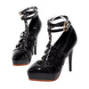 Plus Size Platform Thin Dancing Night Club Shoes in Black Glossy Shade - Mega Save Wholesale & Retail - 1