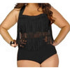 High Waist Fat Tassel Bikini Women Swimwear Swimsuit Europe and America  black - Mega Save Wholesale & Retail - 1