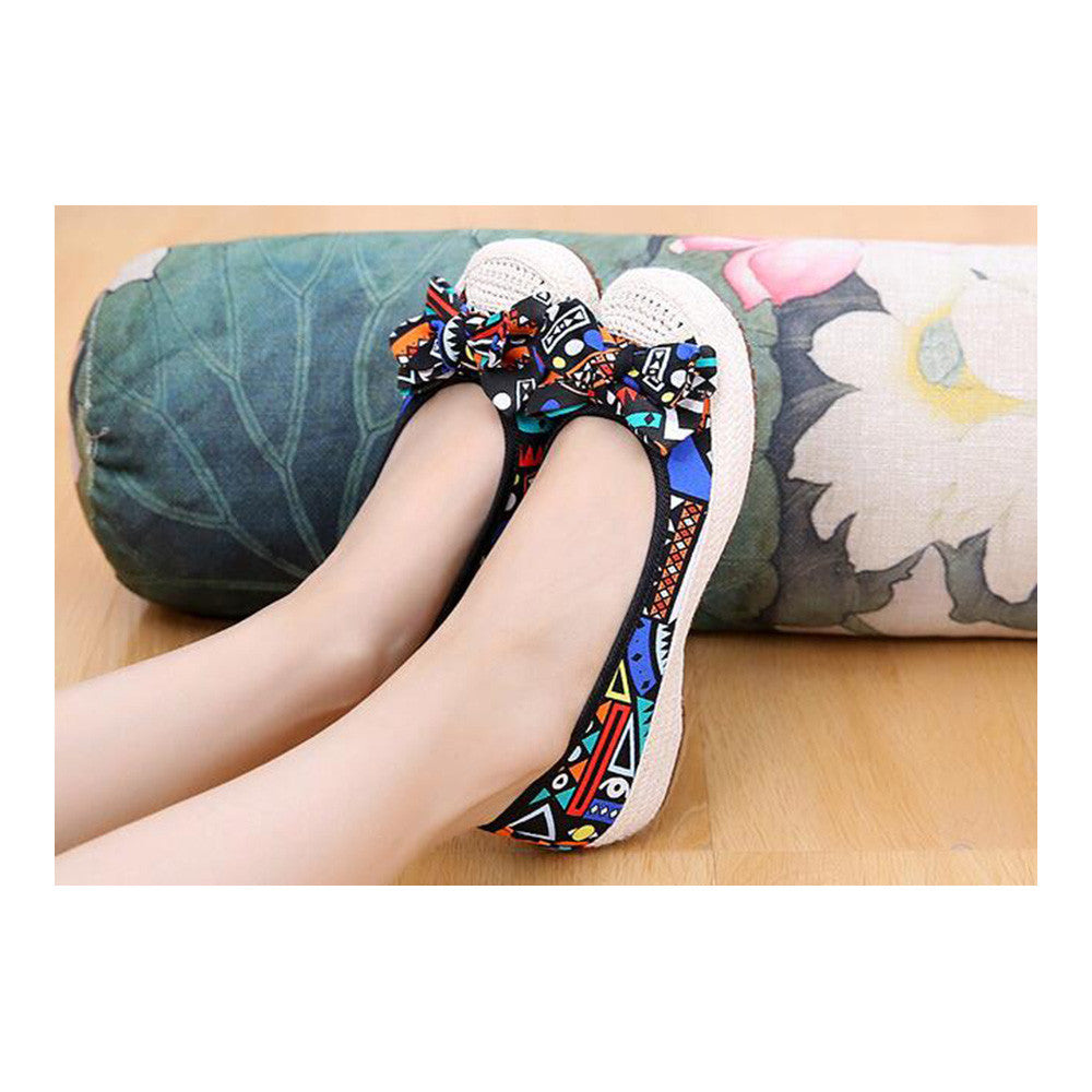 Old Beijing Cloth Shoes Woman Embroidered Shoes Literary Style Slipsole Increased within  black - Mega Save Wholesale & Retail - 1
